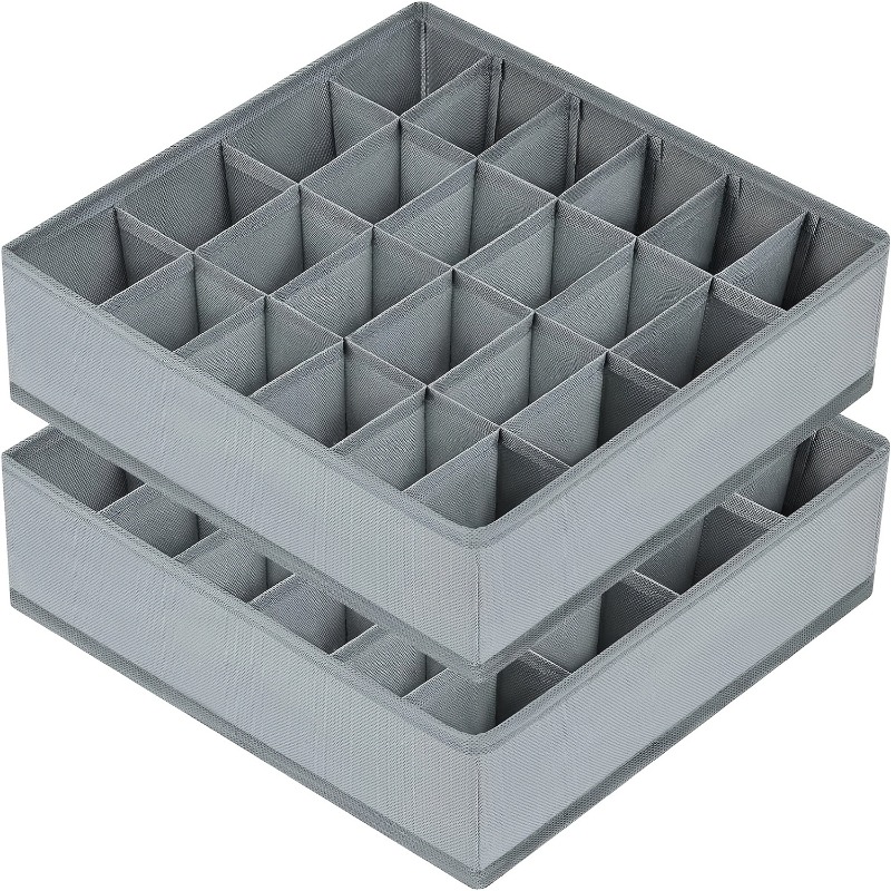 Sock Organizer Tray - 2 Stück 24-Fächer Stoff-Organizer für Socken