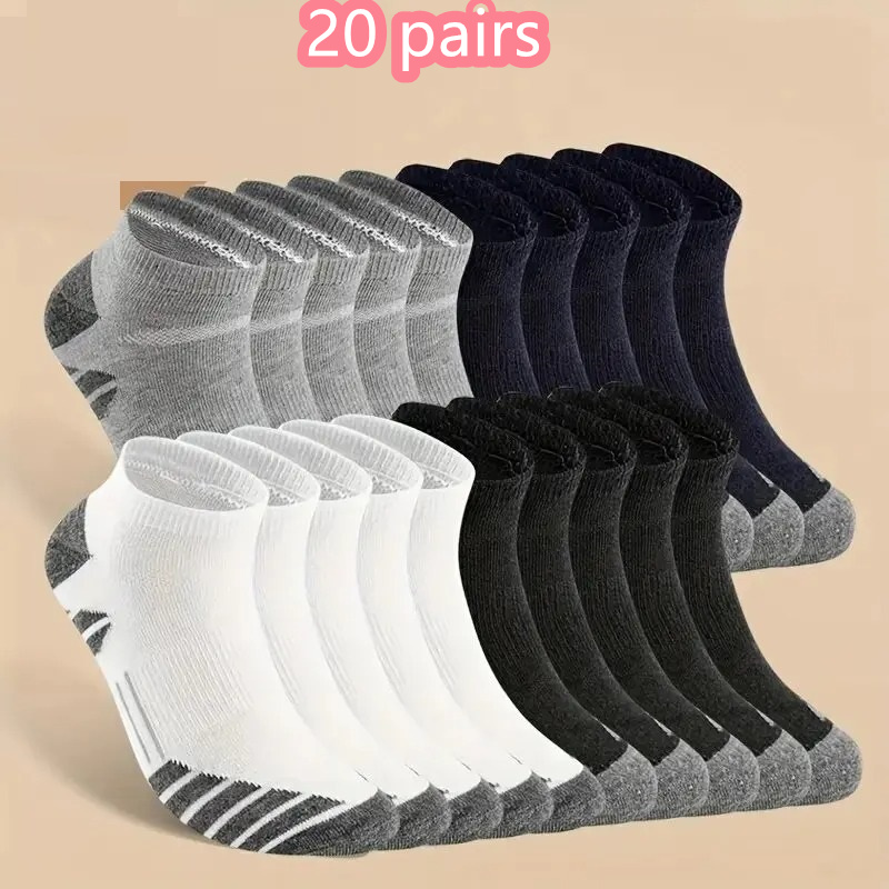 Athletic Sock Cushion - 1/10/20 Paar Knöchel-Sport-Laufsocken, gepolsterte Baumwolle, atmungsaktiv,