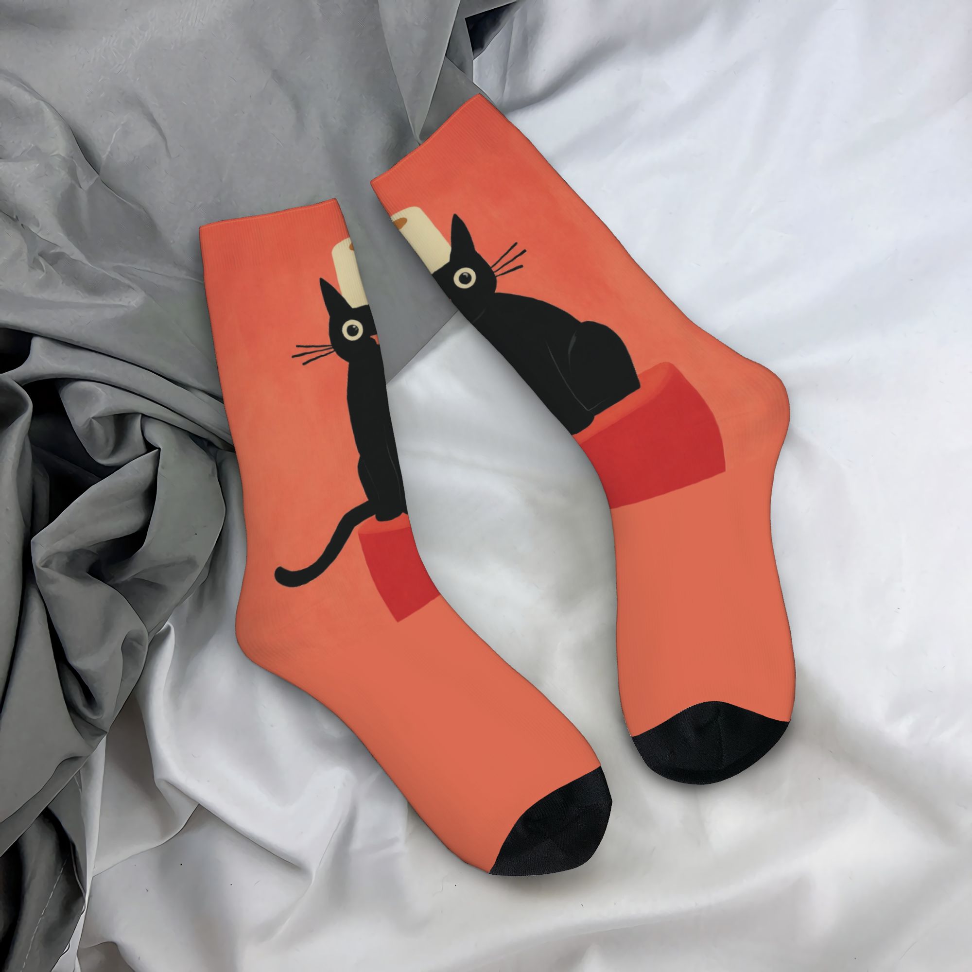 Dress Sock Men - Maßgefertigte Schwarze Katze mit Toilettenpapier Herren