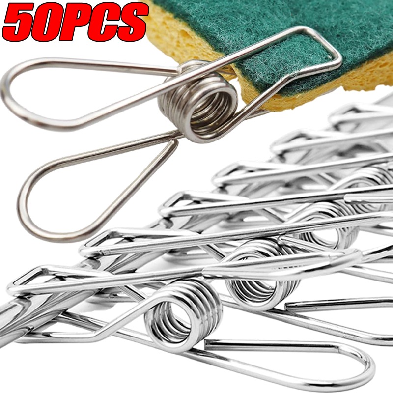 Sock Organizer Tray - 10/50 Stück Edelstahl-Clips, Mehrzweck-Wäscheklammern, robuste Metallklammern