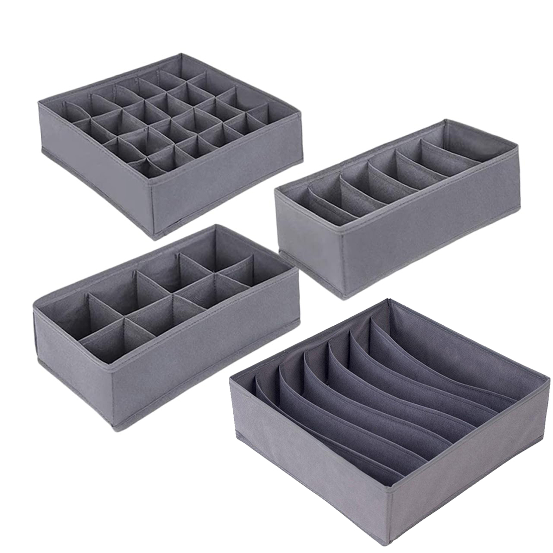 Sock Organizer Tray - 6/7/8/24 Gitter, faltbare Stoff-Unterwäsche-Schubladen-Organizer, Trennwände für
