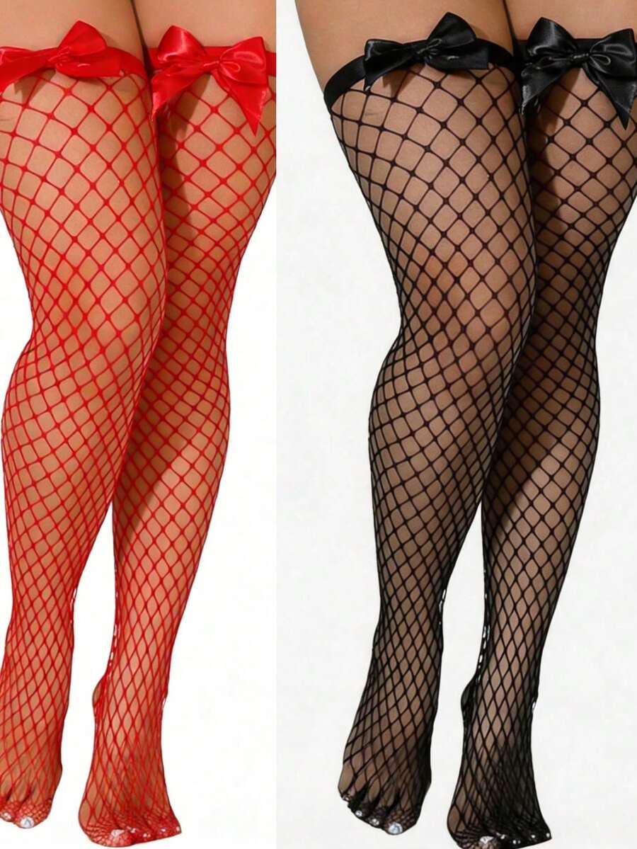 Netzstrümpfe mit Schleifendeko – Fishnet Stocking Women Bewertung und Preis